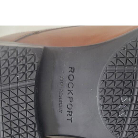 Rockport Dress Shoe Mens 13 Brown Leather Waterproof Slip Resistant No Moisture - Picture 10 of 13